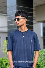 Prada Navy Blue Classic Half-Sleeve T-Shirt