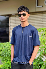 Prada Navy Blue Classic Half-Sleeve T-Shirt