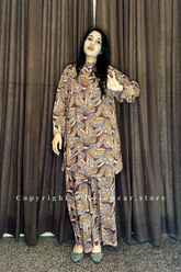 Brown Geometric Printed 2-Piece Suit