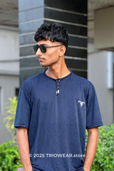 Prada Navy Blue Classic Half-Sleeve T-Shirt