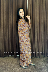 Brown Geometric Printed 2-Piece Suit